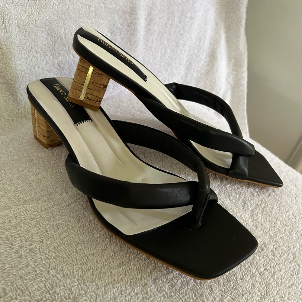 Franco Sarto Black Heels with Asymmetrical Straps
